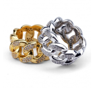 ICED OUT CUBAN RING IN GOLD/SILVER