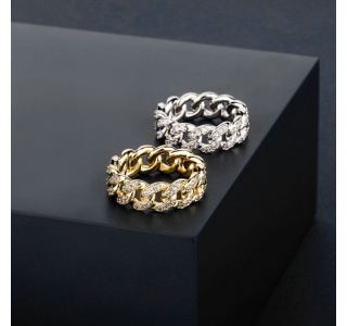 ICED OUT CUBAN LINK RING IN GOLD / SILVER